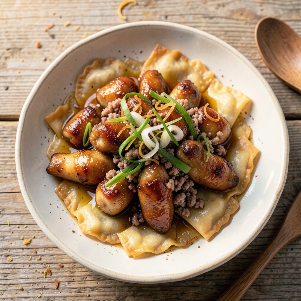 Baked Chicken Wing Ding Recipe: Crispy Wonton Cups with Spiced Tomato Gravy