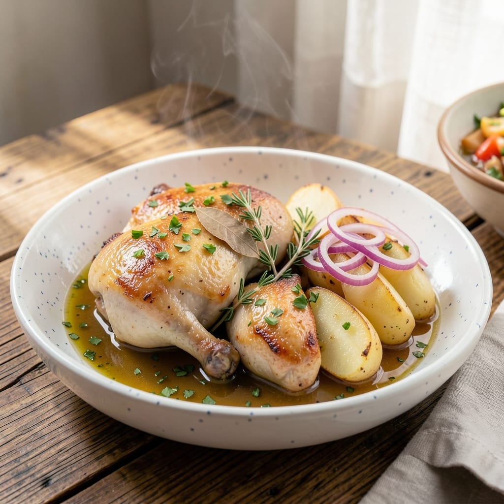 Boiled Chicken And Potatoes Recipe: One-Pot Herb-Infused Simplicity