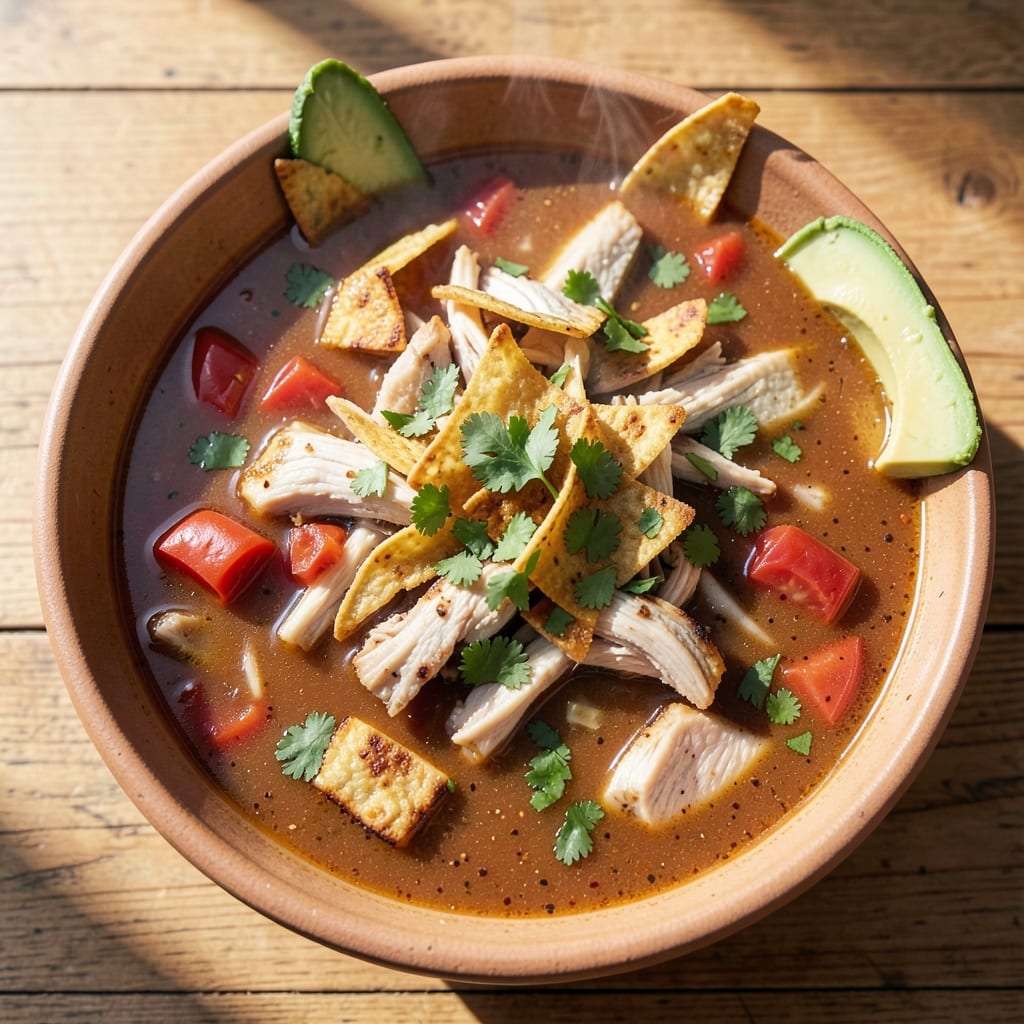 Bush's Chicken Tortilla Soup Recipe: Smoky Spiced Tomato Broth with Crispy Corn Topping