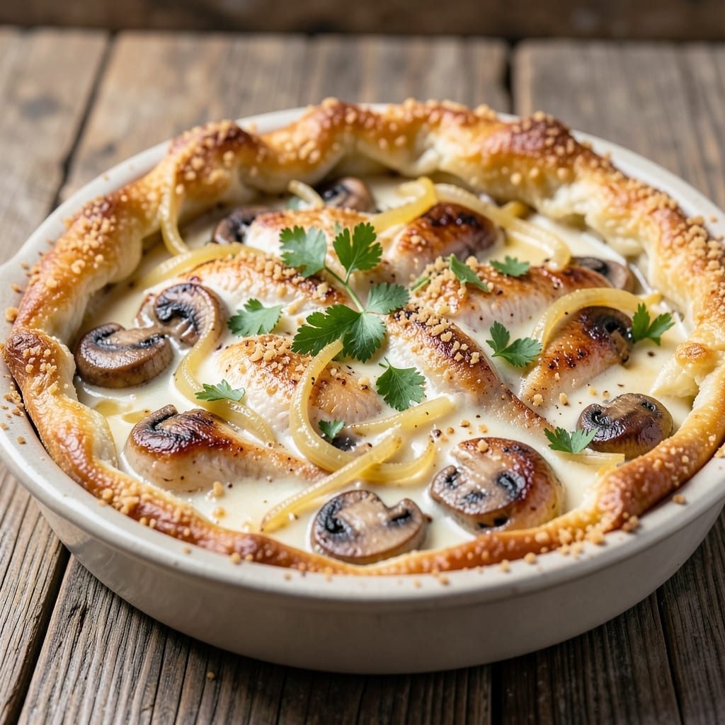 Basic Chicken and Mushroom Pie Recipe: Flaky Layers and Savory Gravy Magic