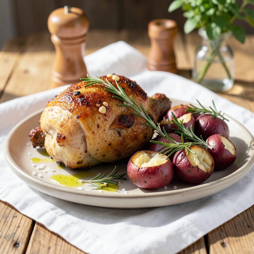 Baked Chicken and Red Potatoes Recipe: Rosemary-Kissed Crispy Skin and Fluffy Centers