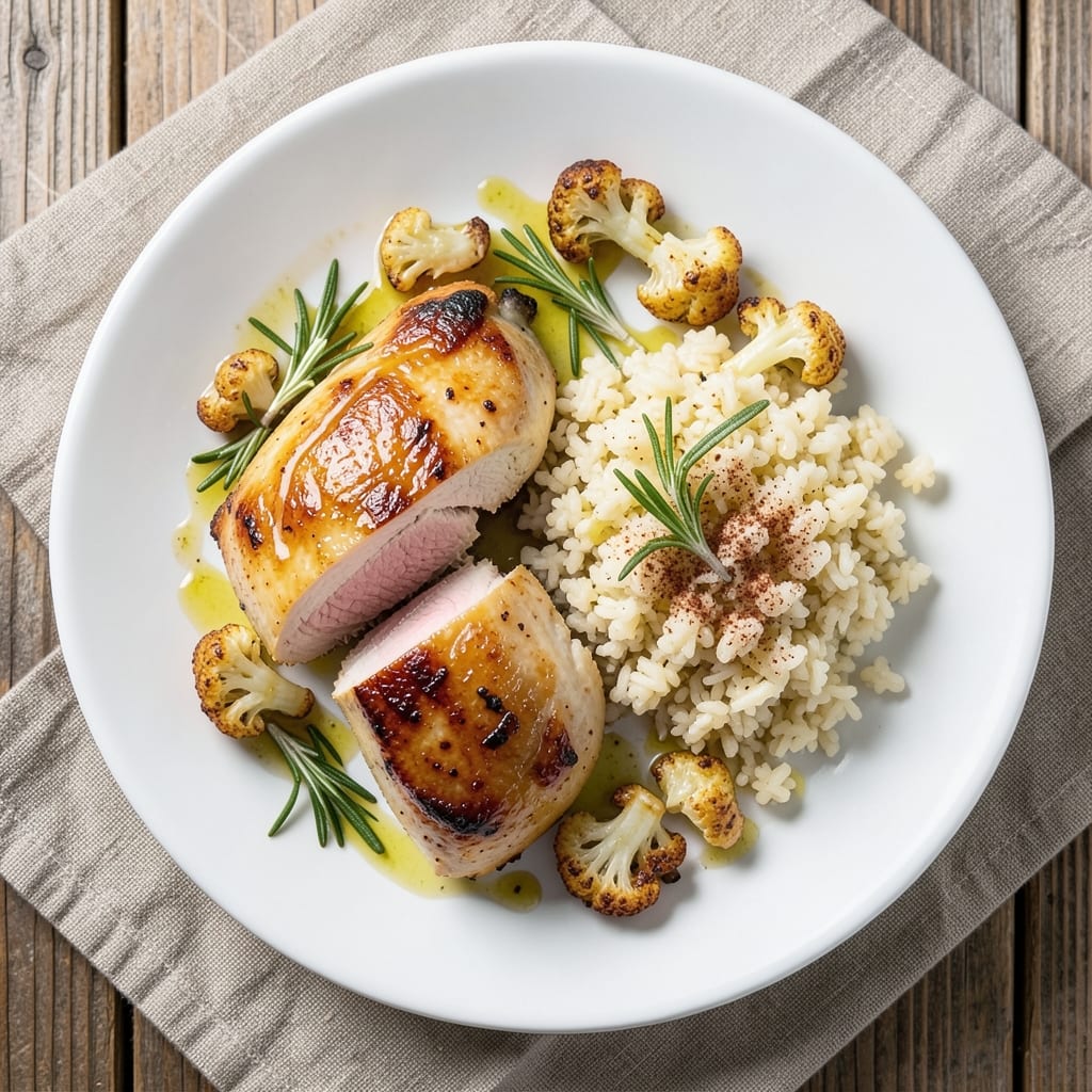 Baked Chicken and Cauliflower Rice Recipe: Juicy Protein with Low-Carb Rice Crunch