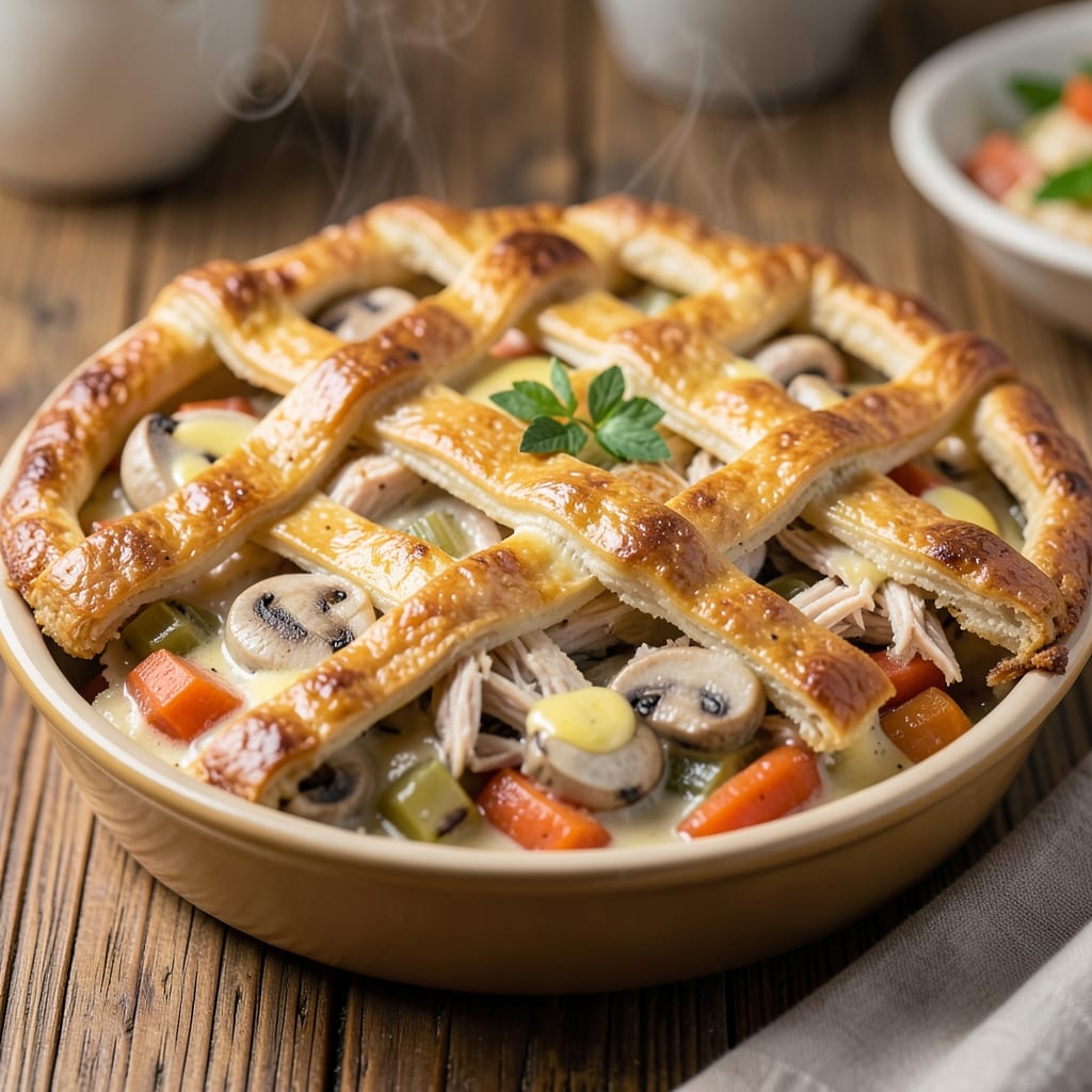 Bobby Flay's Chicken Pot Pie Recipe: Crispy Wonton Crust, Silky Yolk Magic Inside
