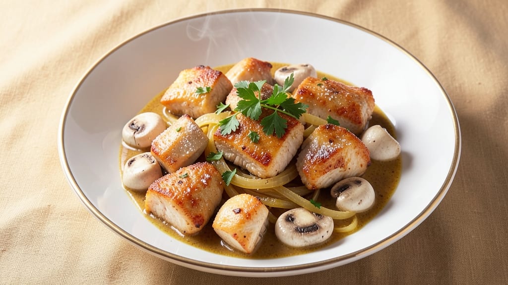 Betty Crocker's Chicken À La King Recipe: Crispy Fried Onions Over Creamy Mushroom Gravy