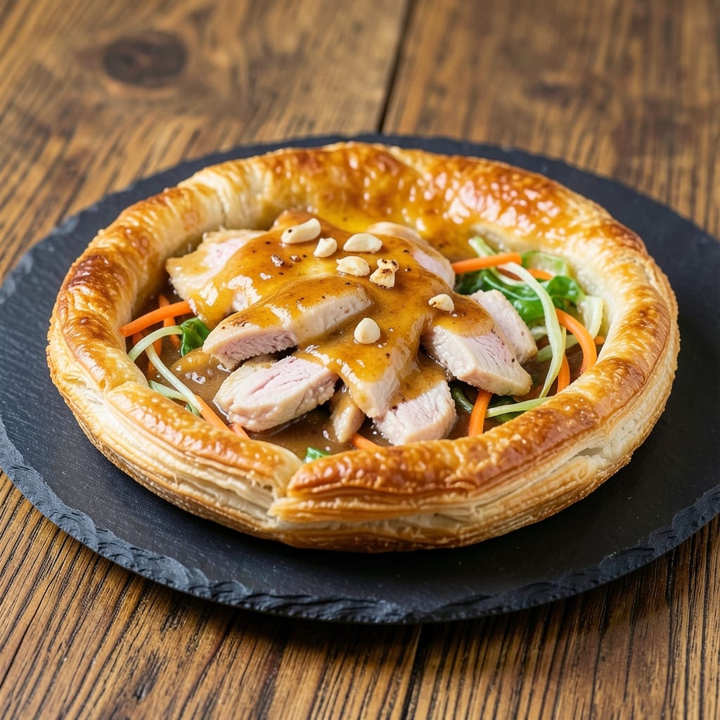 Asian Chicken Wonton Pie Recipe: Crispy Wonton Layers With Silky Egg Rivers