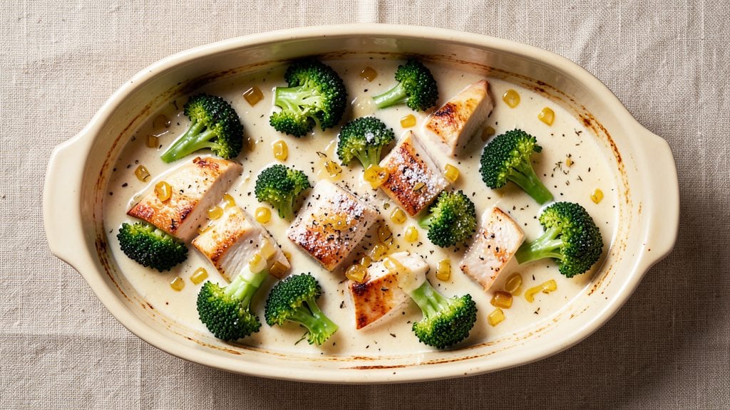 Campbell's Chicken and Broccoli Bake Recipe: Creamy Mushroom Gravy Crowned With Crispy Onions