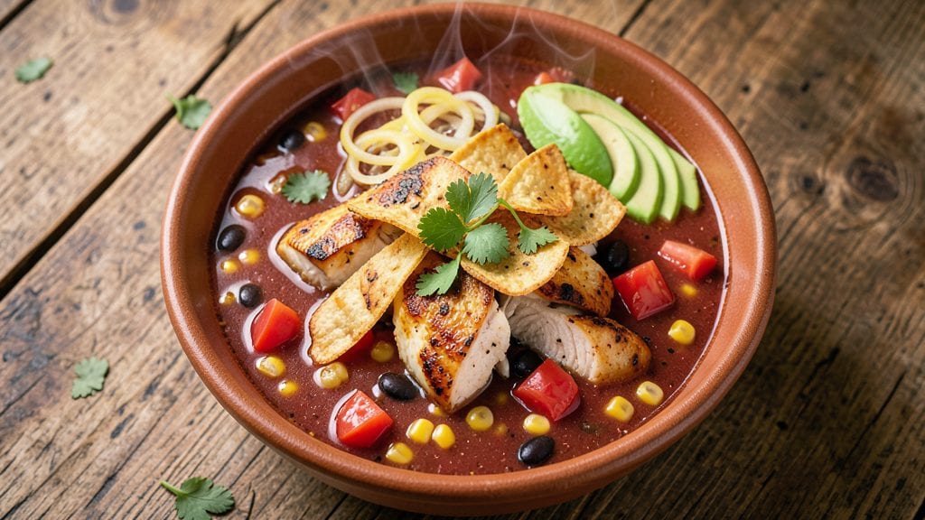 Chuy's Chicken Tortilla Soup Copycat Recipe: Crispy Tortilla Strips Floating in Spiced Tomato-Broth Bliss