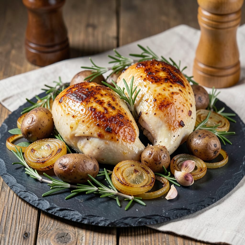 Baked Chicken With Potatoes and Onions Recipe: One-Pan Golden Crust Harmony