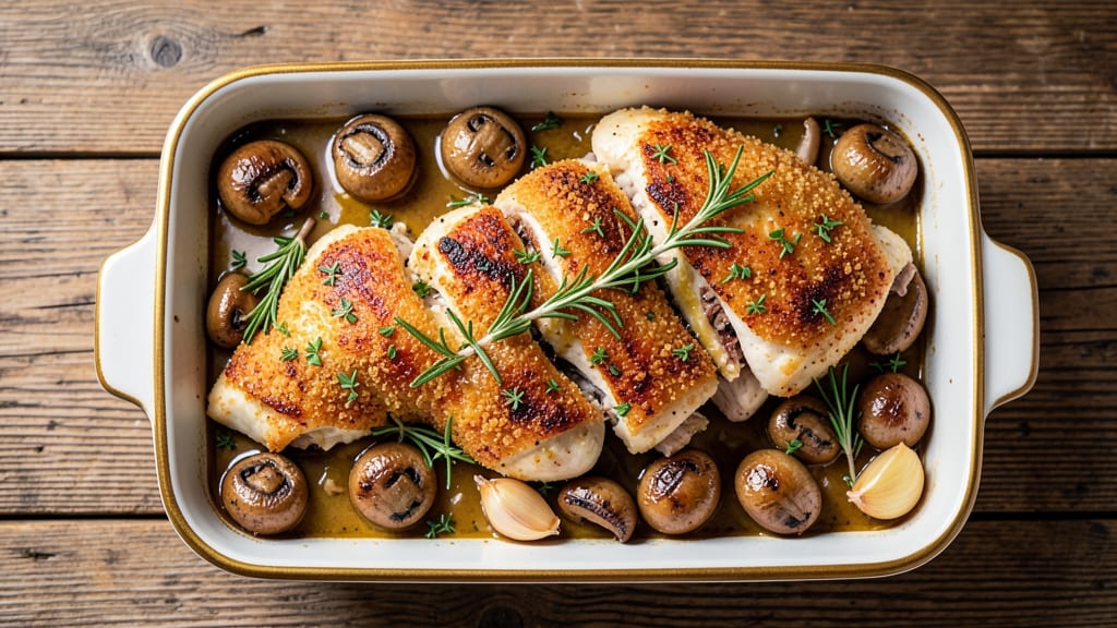 Jamie Oliver's Chicken and Mushroom Tray Bake Recipe: One-Pan Herb-Crusted Magic