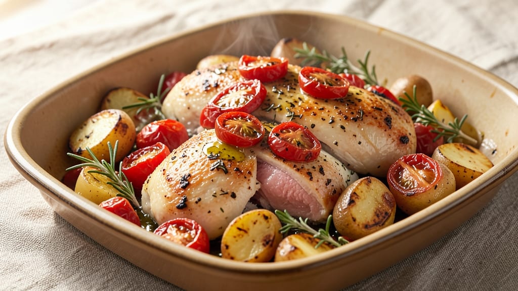 Jamie Oliver's Chicken, Potato, and Tomato Recipe: One-Pan Herb-Infused Harmony