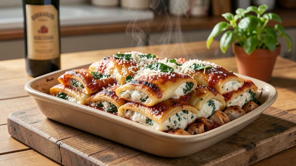 Maggiano's Chicken and Spinach Manicotti Copycat Recipe: Layered Pasta Richness With Crispy Top