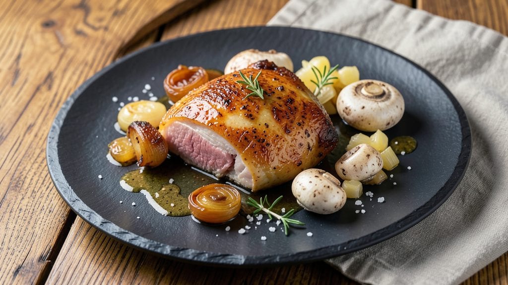 Truffle Chicken Recipe: Earthy Mushroom Gravy Over Crispy Onion Crown